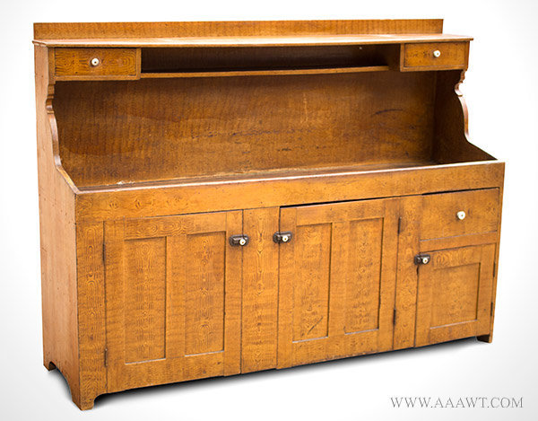 Dry Sink, High Back, Upper Shelf, Three Paneled Doors, Three Drawers, Painted
Likely Pennsylvania, Second Half 19th Century, entire view